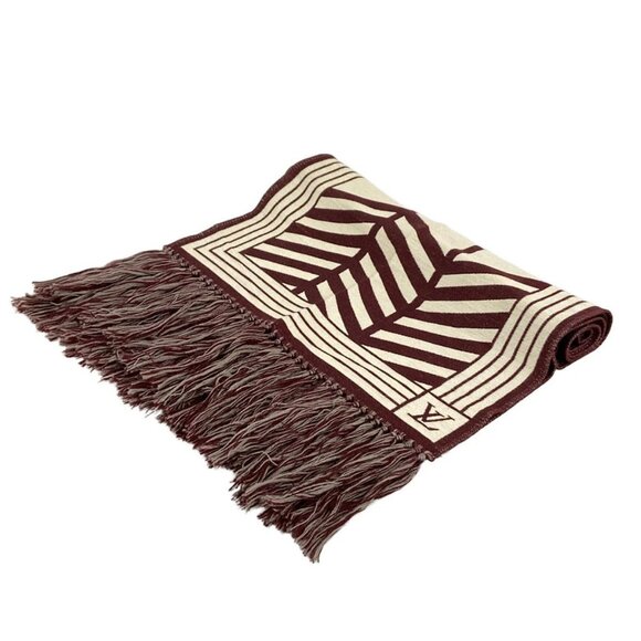 LOUIS VUITTON color column - Cream Bordeaux Unconfirmed Scarf Wool Silk